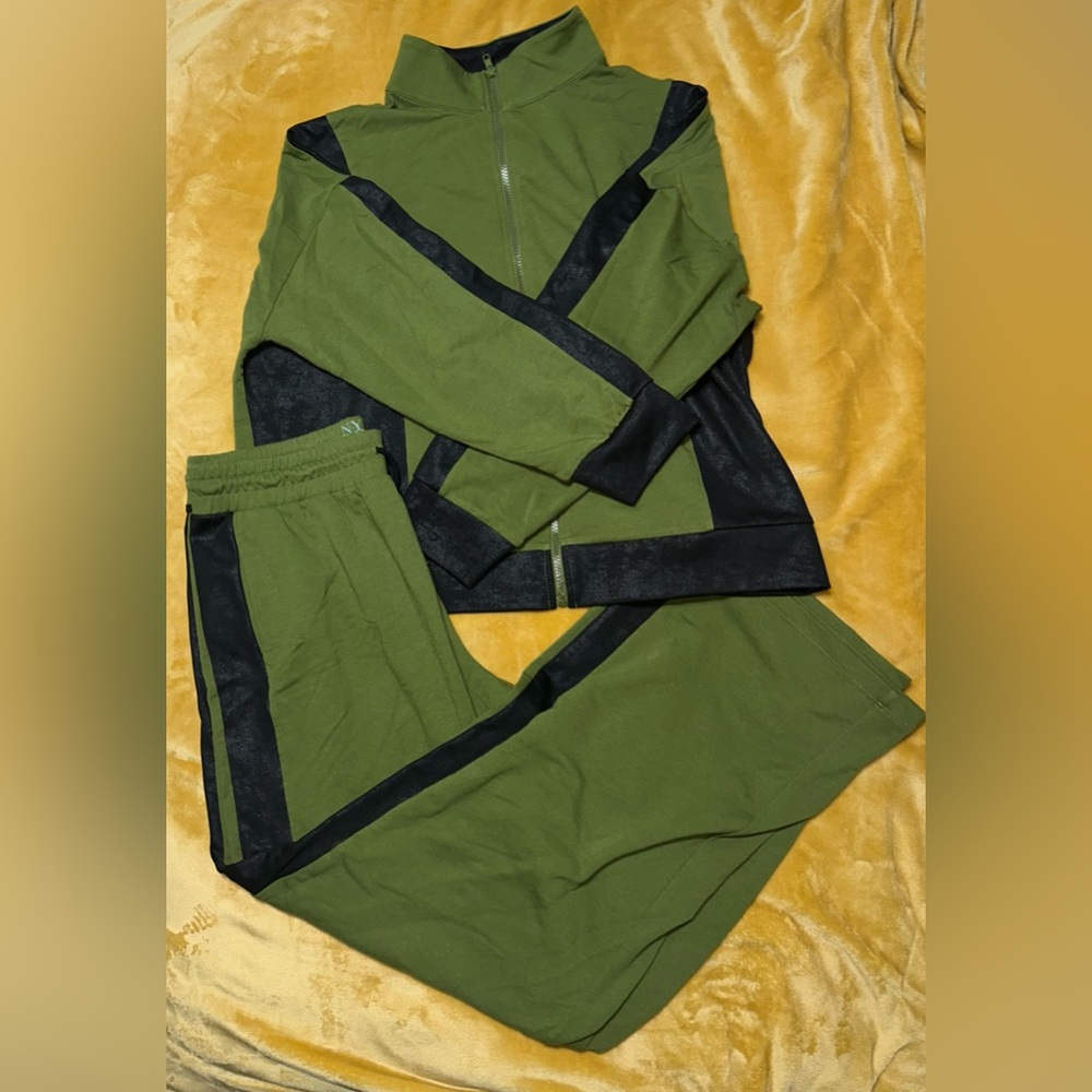 New York & Company Olive and Black Track Pants & Joggers